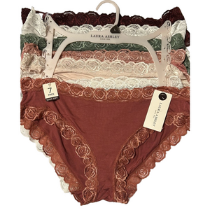 Laura Ashley Women's Lace Trim Panties - Multi-Color Pack- Set of 7 Large